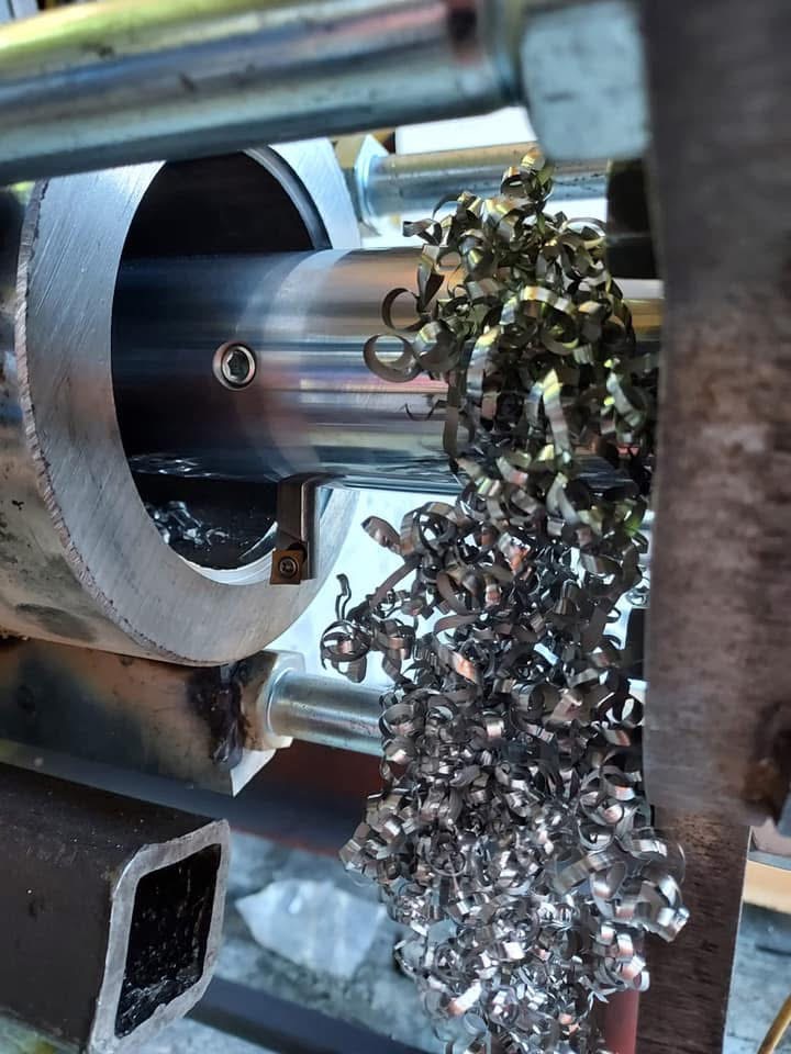 Line boring in progress